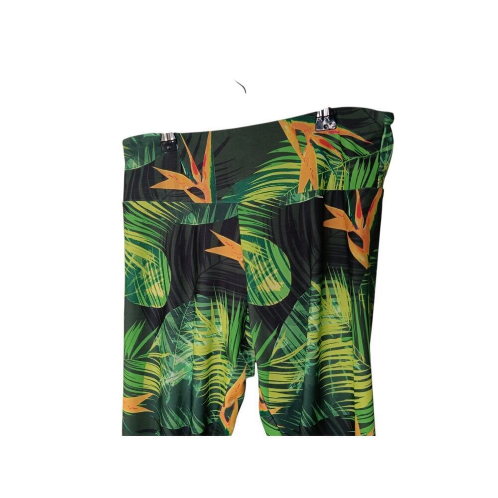 Onzie Womens M/L Tropical Floral Cropped Leggings Yoga Activewear Bird of Paradi - Picture 4 of 12